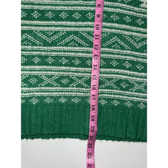 American Eagle Green Fair Isle Sweater Crewneck Snowdrift Warm Cozy Large St Pat - Picture 11 of 15